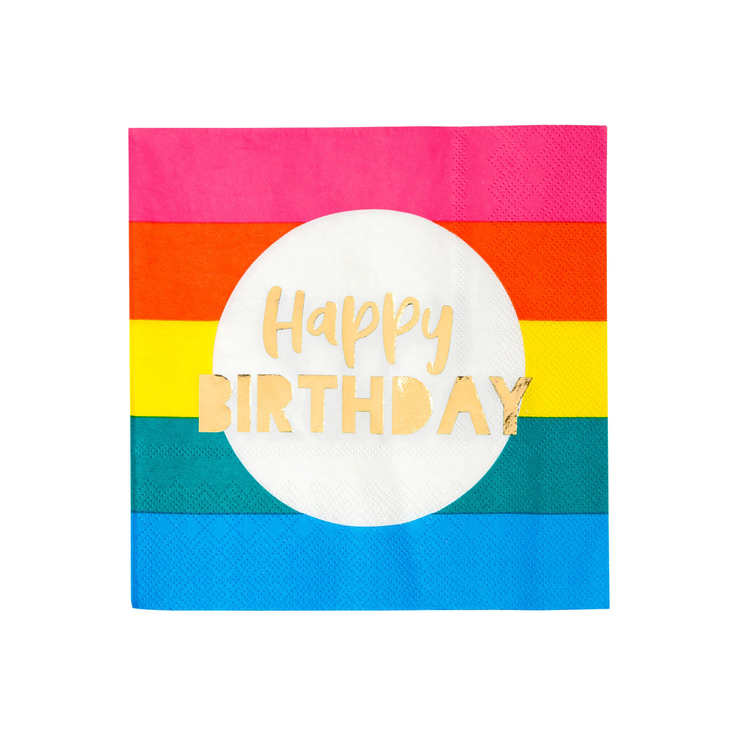 Rainbow Happy Birthday Napkins - 16 Pack