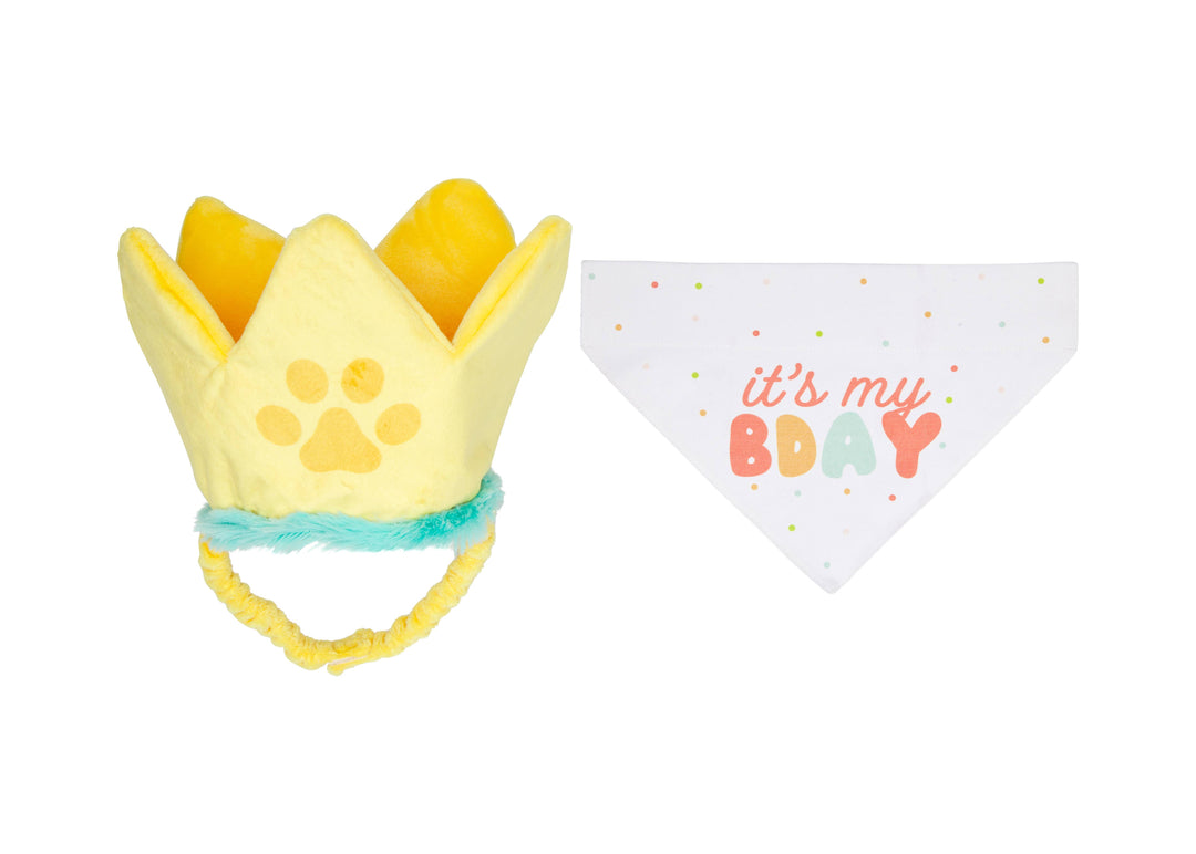 Happy Barkday M/L Bandana Hat Set