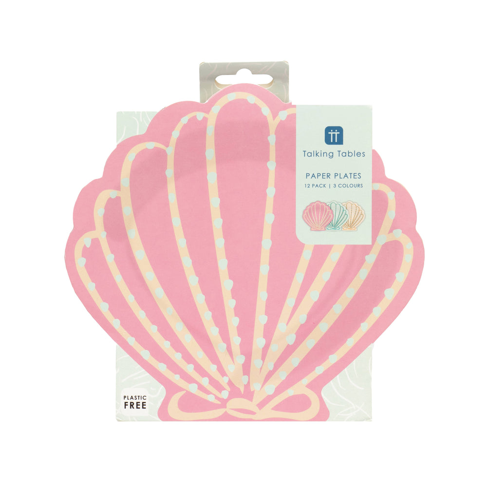 Shell Mermaid Party Plates - 12 Pack