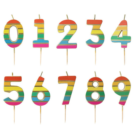 Rainbow Birthday Number Candles | 0-9 | Single |