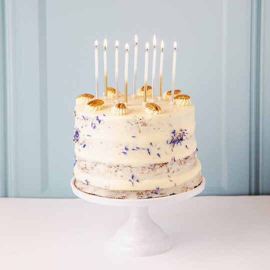 White & Silver Birthday Candles - 16 Pack | Cake Candles |