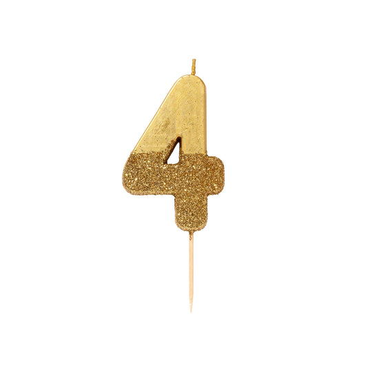 Gold Glitter Number Candles