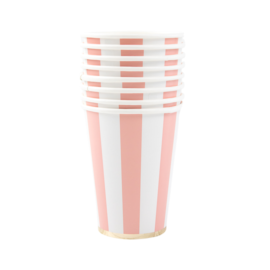 PETAL PINK CABANA STRIPE CUPS