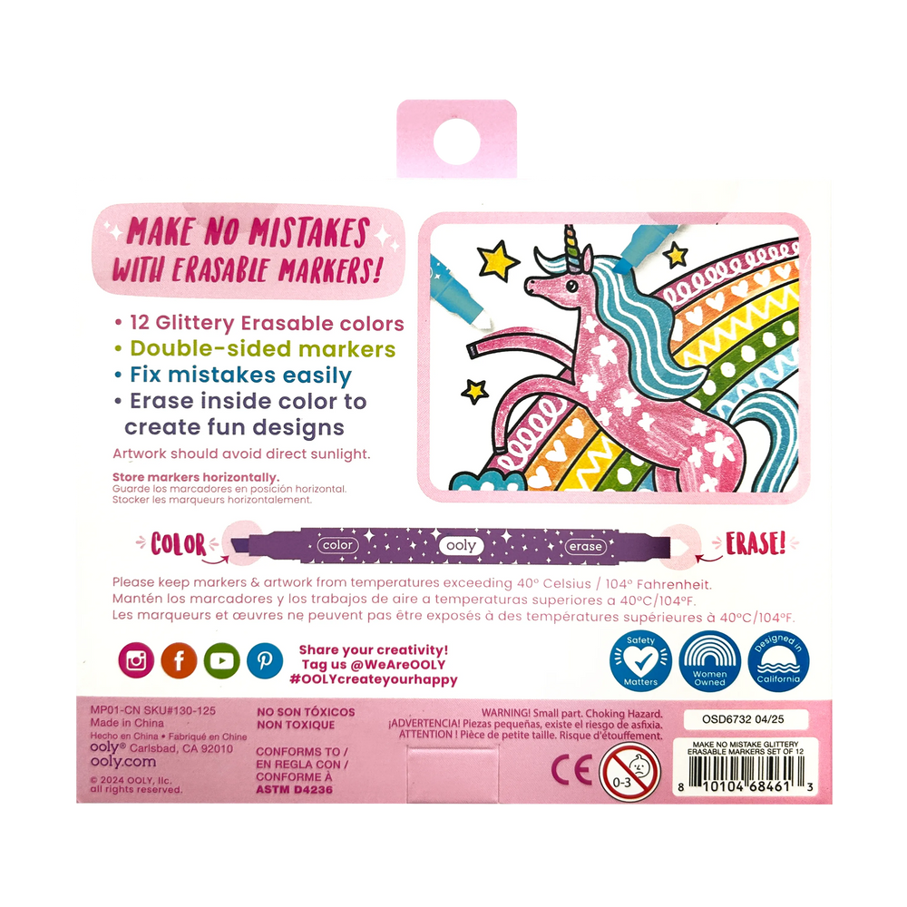 Make no Mistake!: Glittery Erasable Markers (Set of 12)