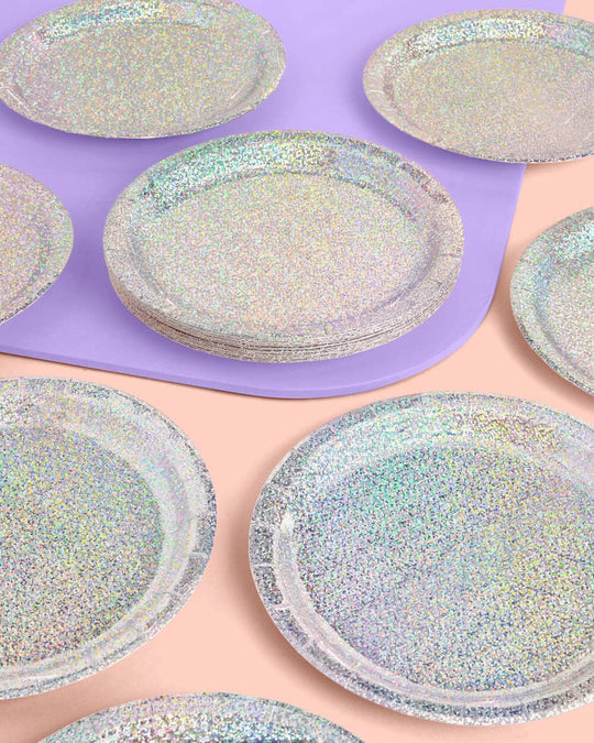Paper Shimmer Plates, Birthday Party Decor, Supplies