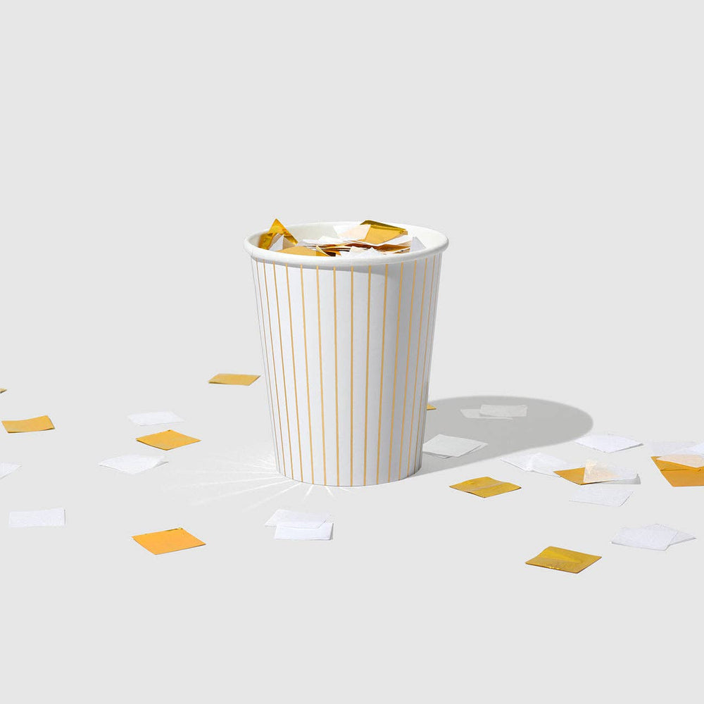 White Pinstripe Cups (10 per pack)