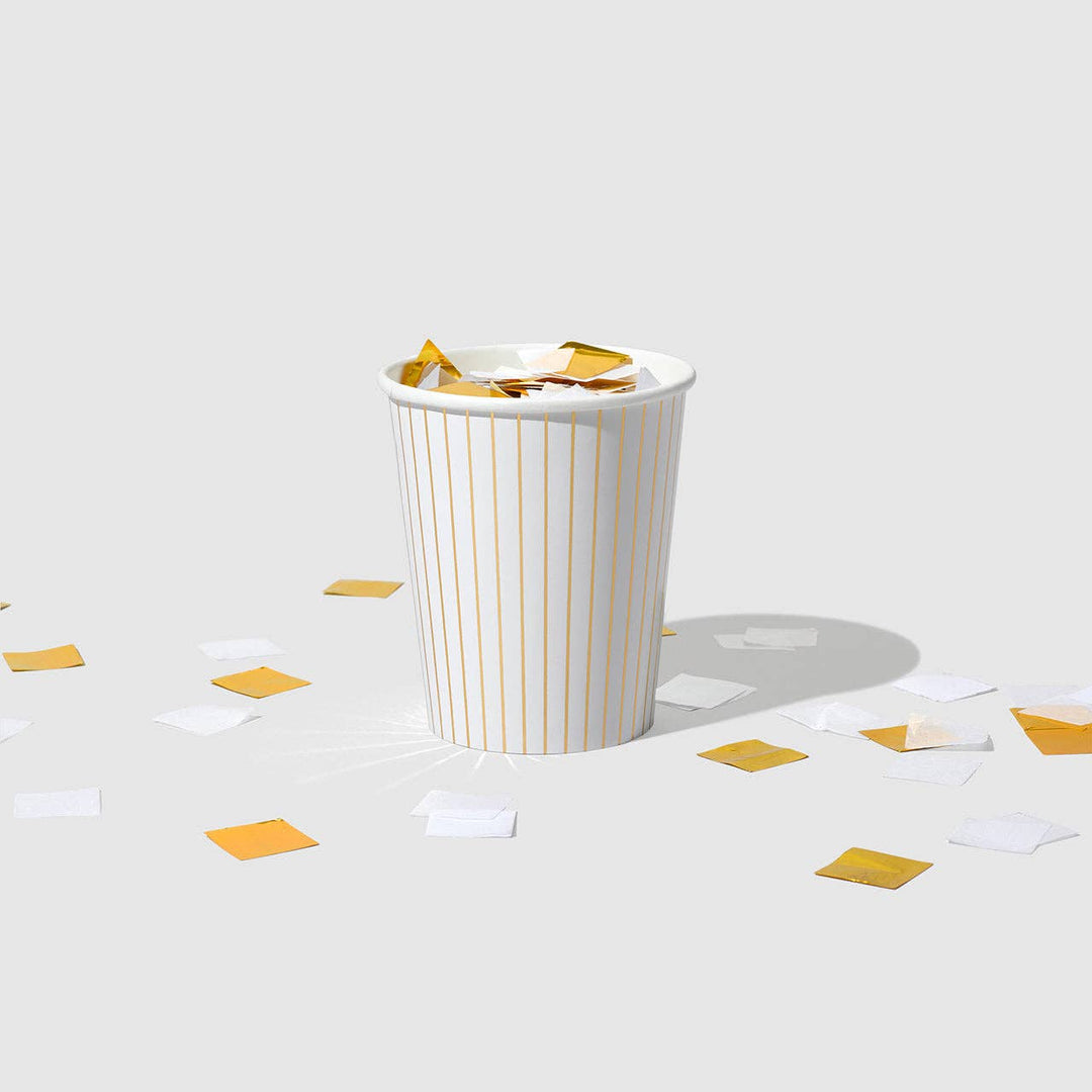 White Pinstripe Cups (10 per pack)