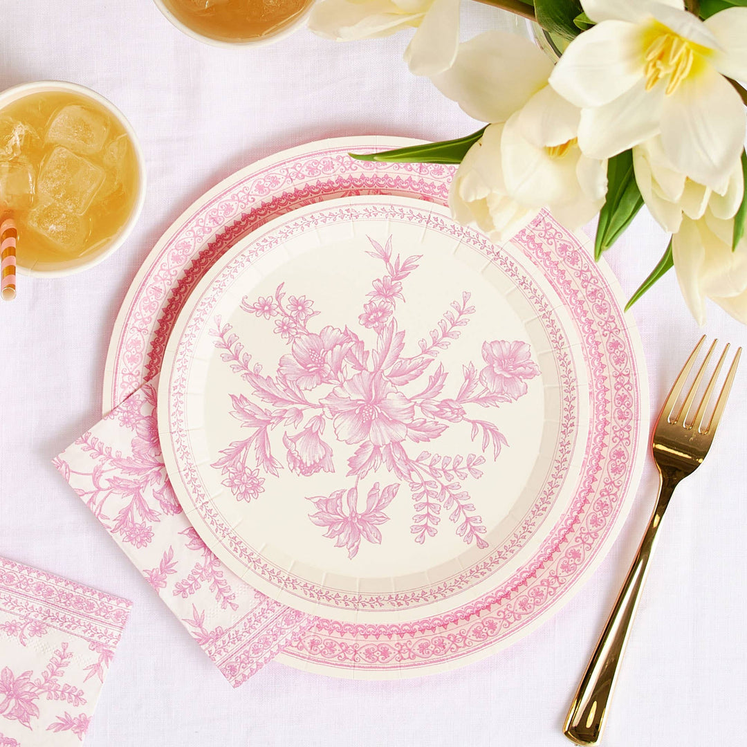 Pink Toile Cups (10 per pack)