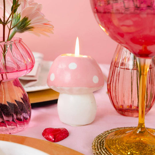 Pink Mushroom Candle | Spring Decor |