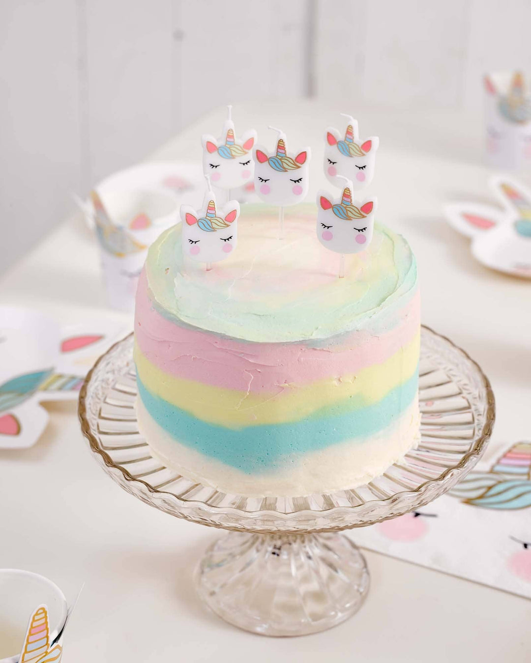 Unicorn Face Cake Candles - 5 Pack