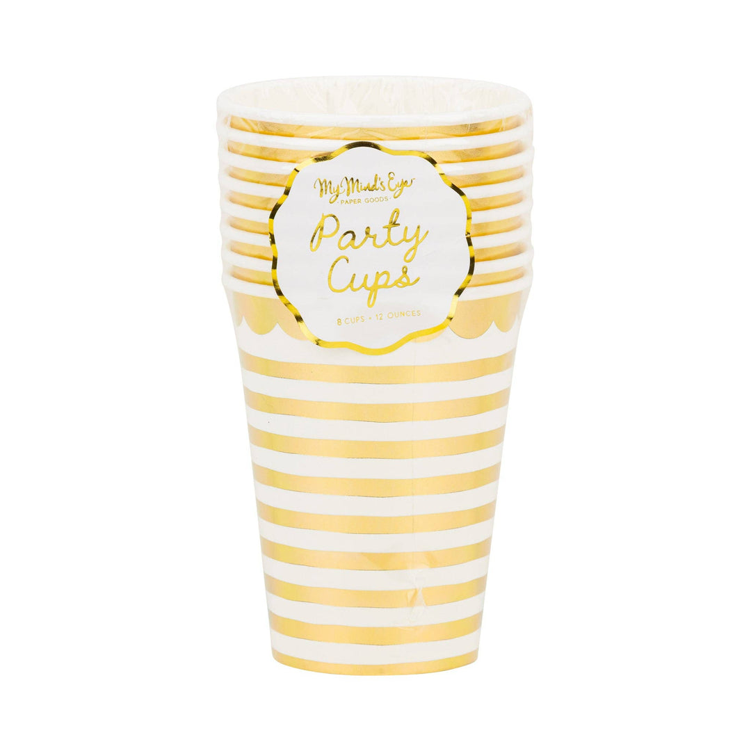 PLGBD10 - Gold Stripes Party Cups