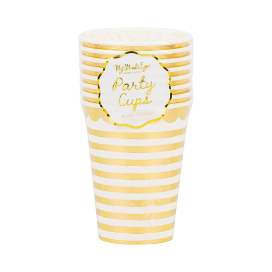 PLGBD10 - Gold Stripes Party Cups