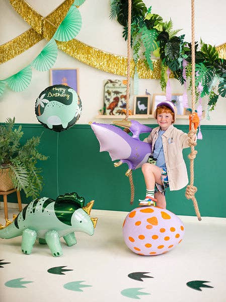 Happy Birthday Brontosaurus Round Foil Balloon 18 in.- PartyDeco USA