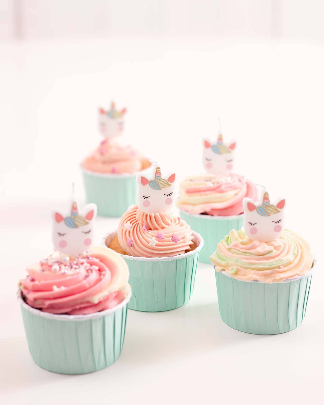 Unicorn Face Cake Candles - 5 Pack