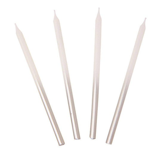 White & Silver Birthday Candles - 16 Pack | Cake Candles |