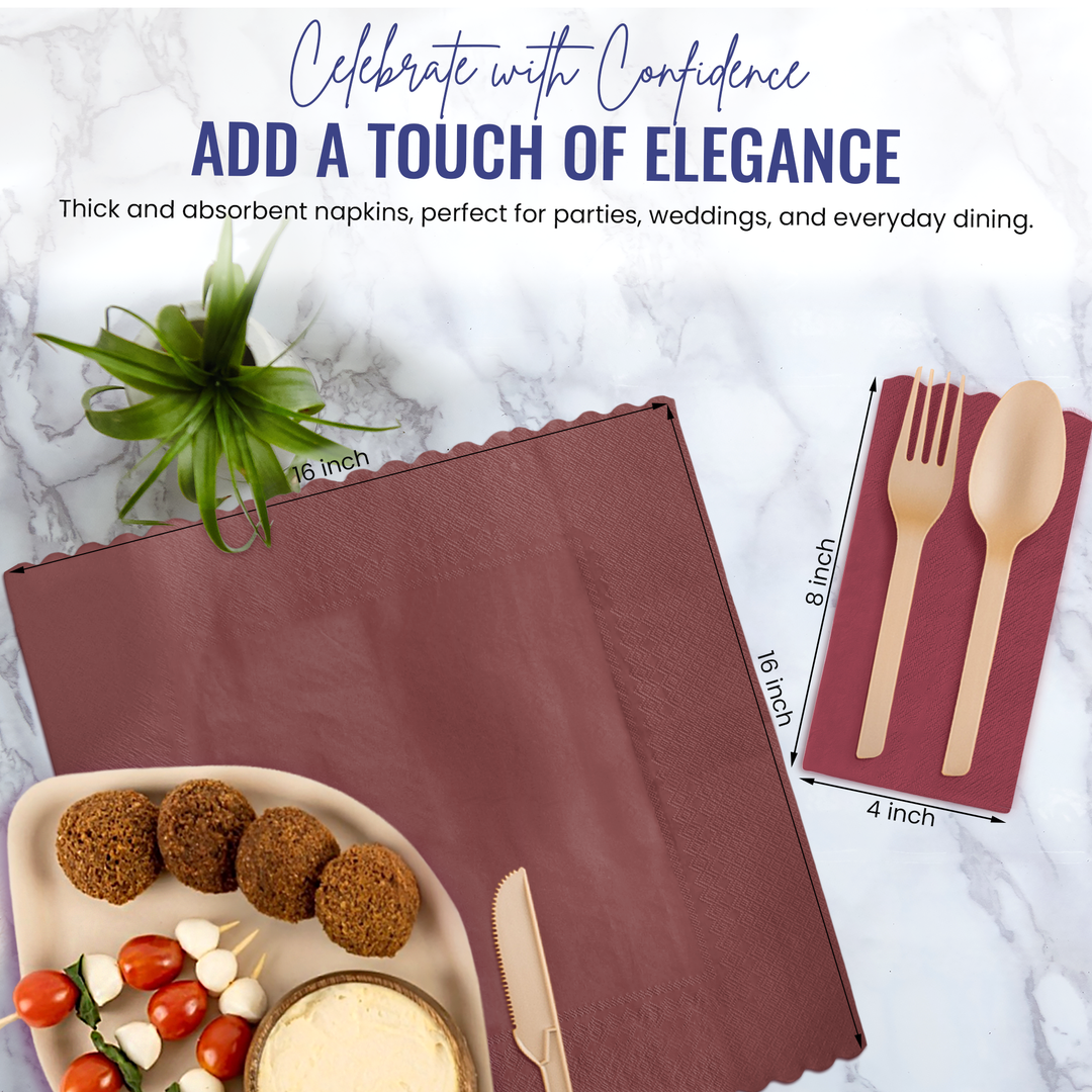 Premium 3-Ply Compostable Dinner Napkins - 50 Count