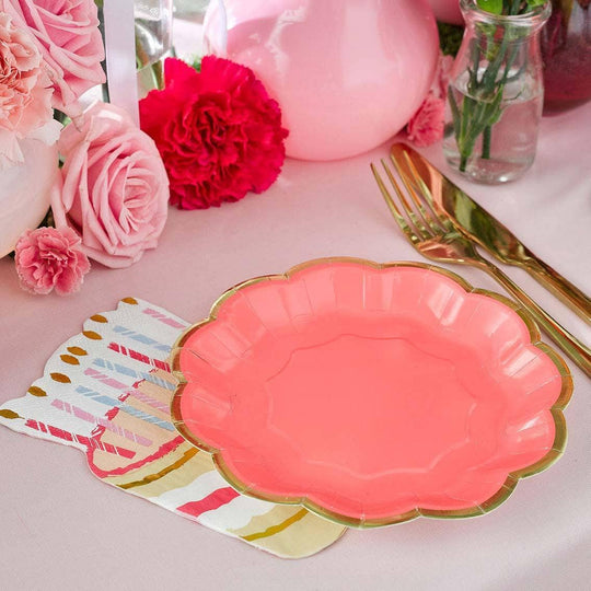 Rose Pink Party Plates - 12 Pack, Valentine's Day