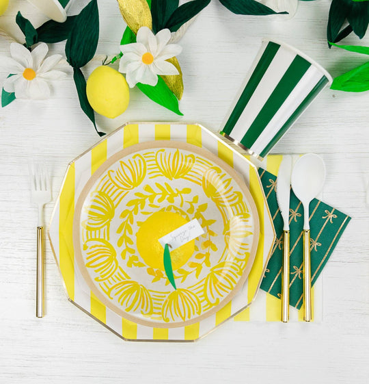 EMERALD GREEN CABANA STRIPE CUPS
