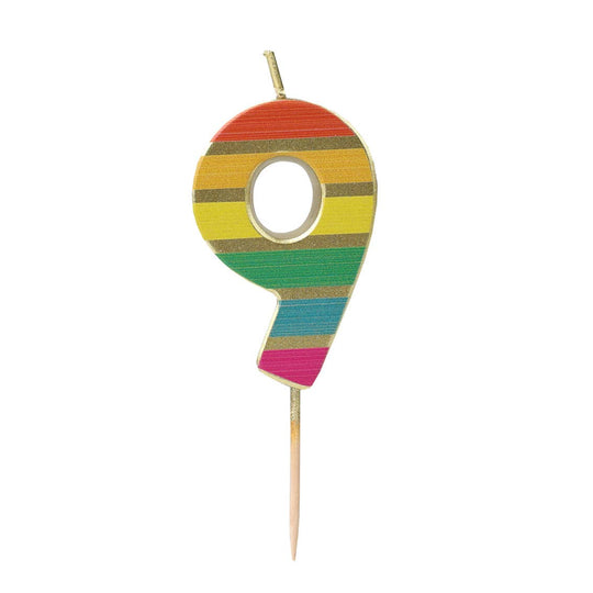 Rainbow Birthday Number Candles | 0-9 | Single |