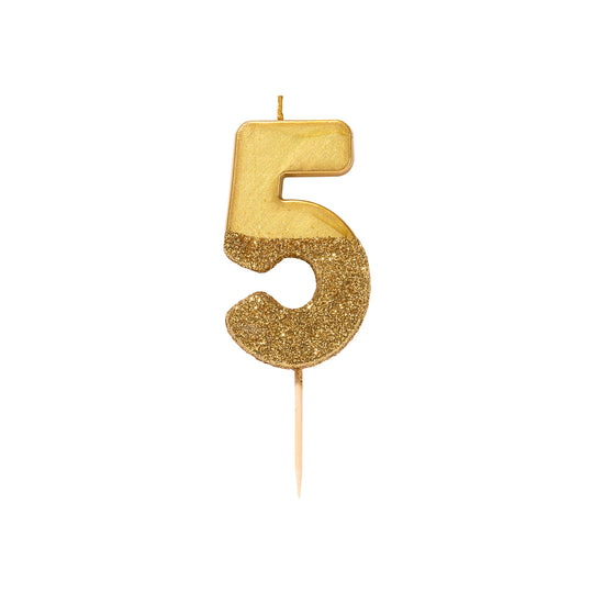 Gold Glitter Number Candles