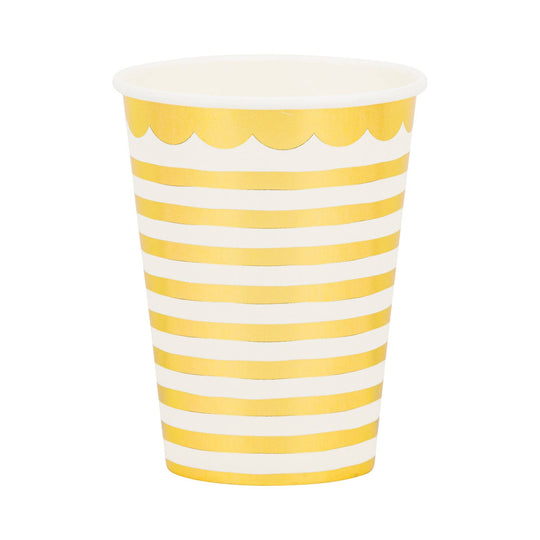 PLGBD10 - Gold Stripes Party Cups