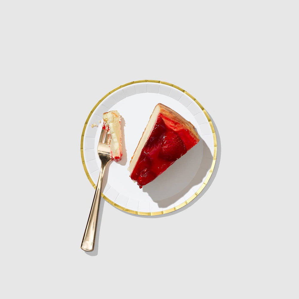 White and Gold Small Paper Party Plates (10 per Pack)