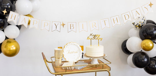 PLGBD03 - Gold Happy Birthday Banner