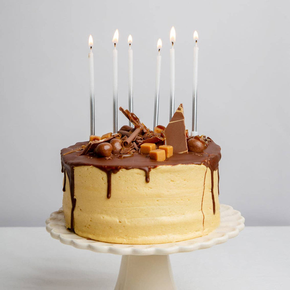 White & Silver Birthday Candles - 16 Pack | Cake Candles |