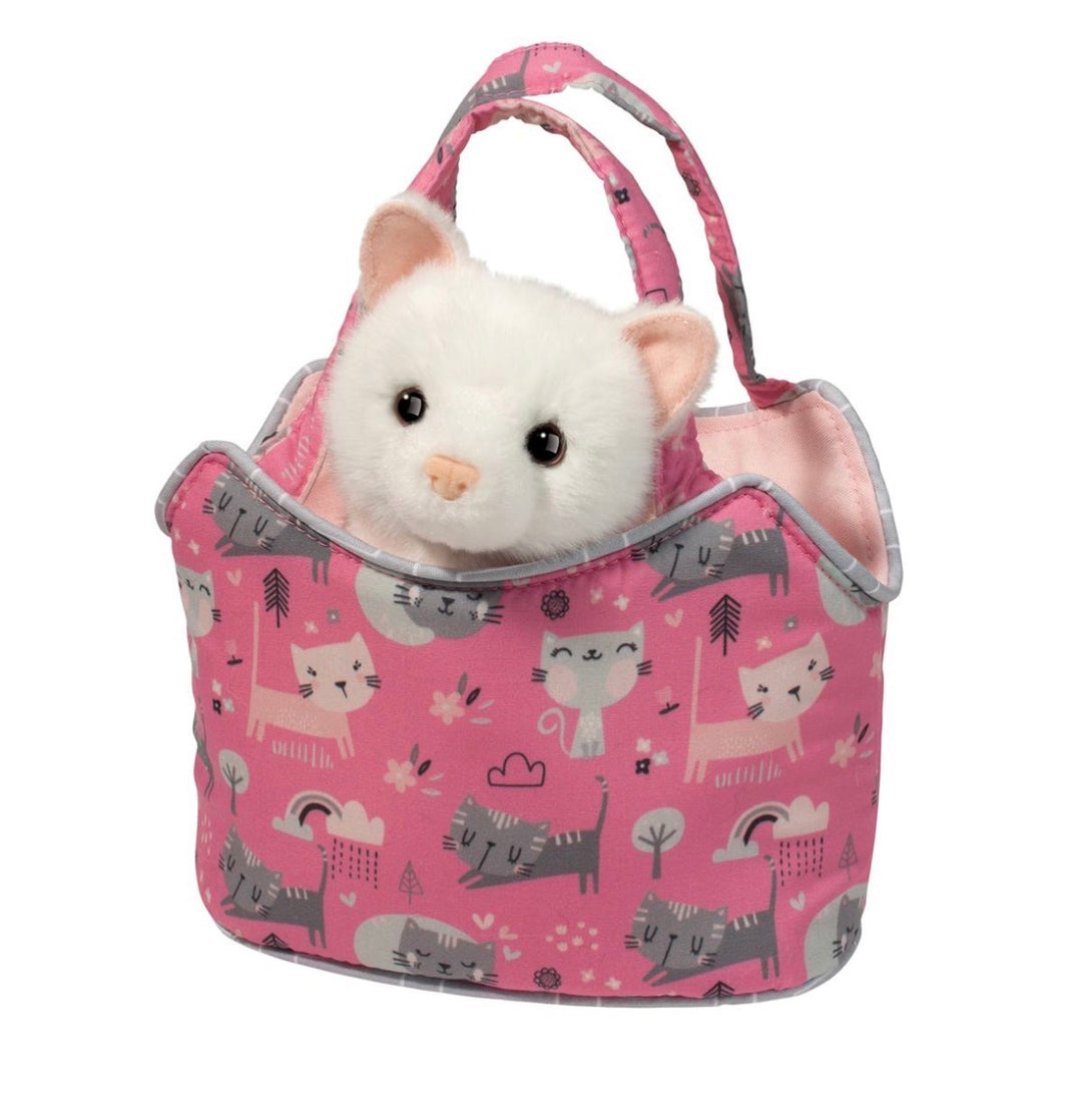 Purr-fect Pals Sassy Sak w/White Cat -Douglas Cuddle Toys