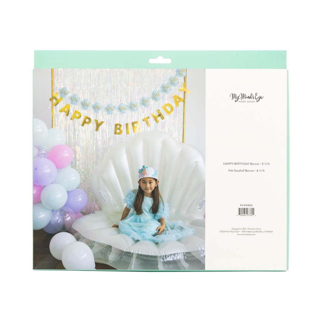 PLMER03 - Mermaid Happy Birthday Puffy Felt Banner