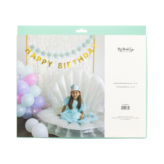 PLMER03 - Mermaid Happy Birthday Puffy Felt Banner