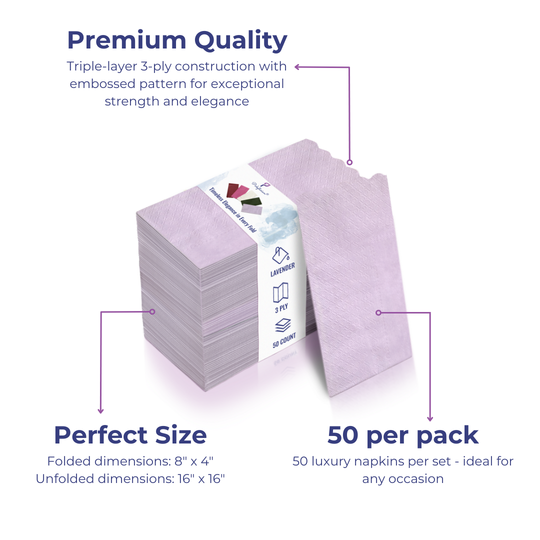 Premium 3-Ply Compostable Dinner Napkins - 50 Count
