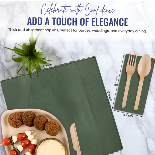 Premium 3-Ply Compostable Dinner Napkins - 50 Count