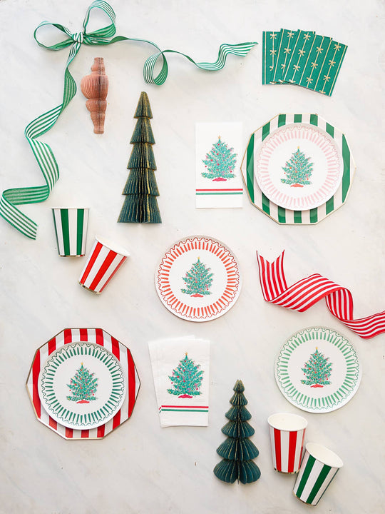 EMERALD GREEN SIGNATURE CABANA STRIPE PLATES