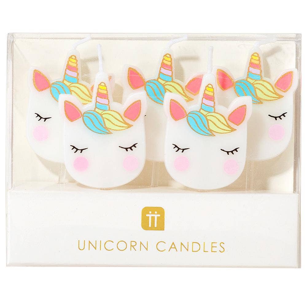 Unicorn Face Cake Candles - 5 Pack