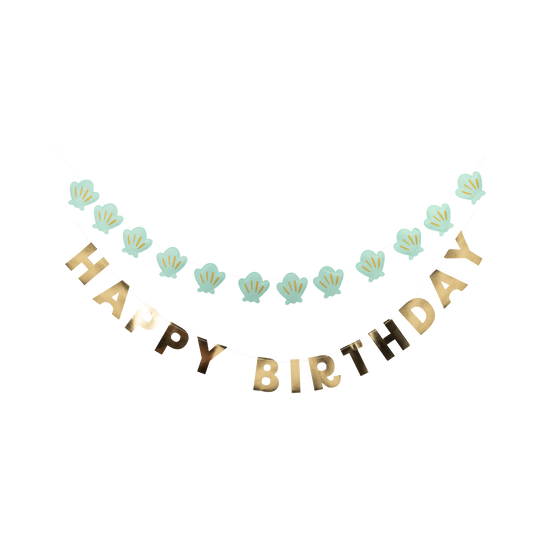 PLMER03 - Mermaid Happy Birthday Puffy Felt Banner