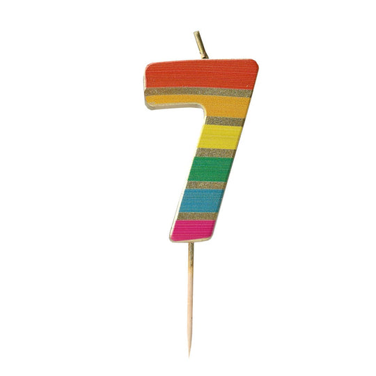 Rainbow Birthday Number Candles | 0-9 | Single |
