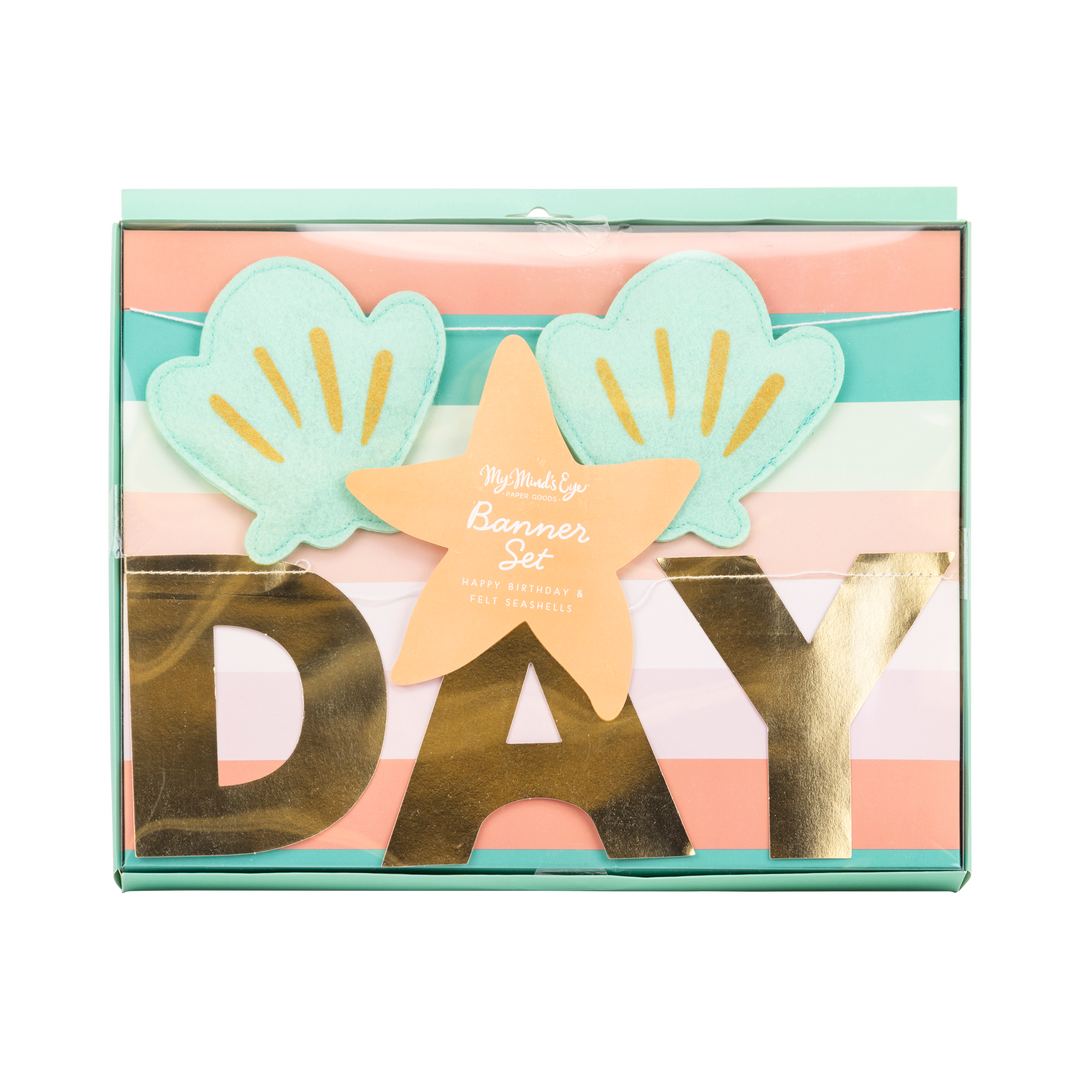 PLMER03 - Mermaid Happy Birthday Puffy Felt Banner