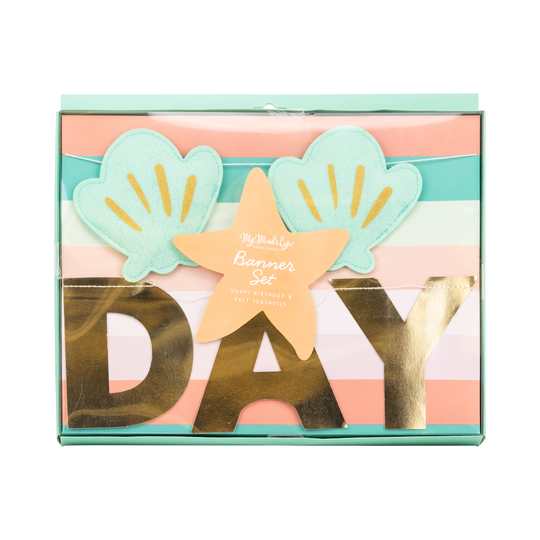 PLMER03 - Mermaid Happy Birthday Puffy Felt Banner