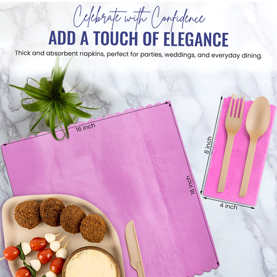 Premium 3-Ply Compostable Dinner Napkins - 50 Count