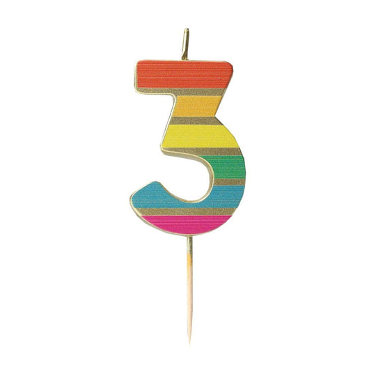 Rainbow Birthday Number Candles | 0-9 | Single |