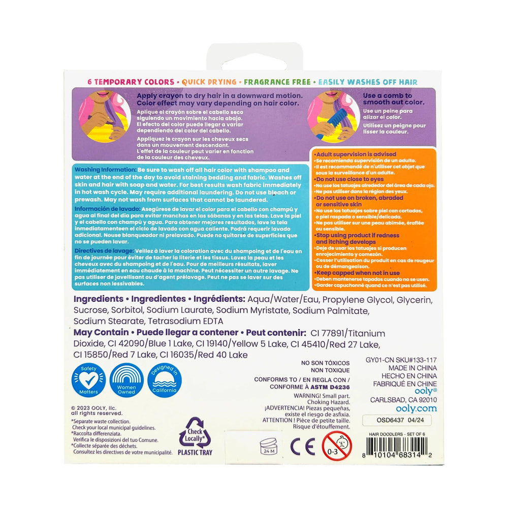 Hair Doodlers: Hair Crayons (Set of 6)