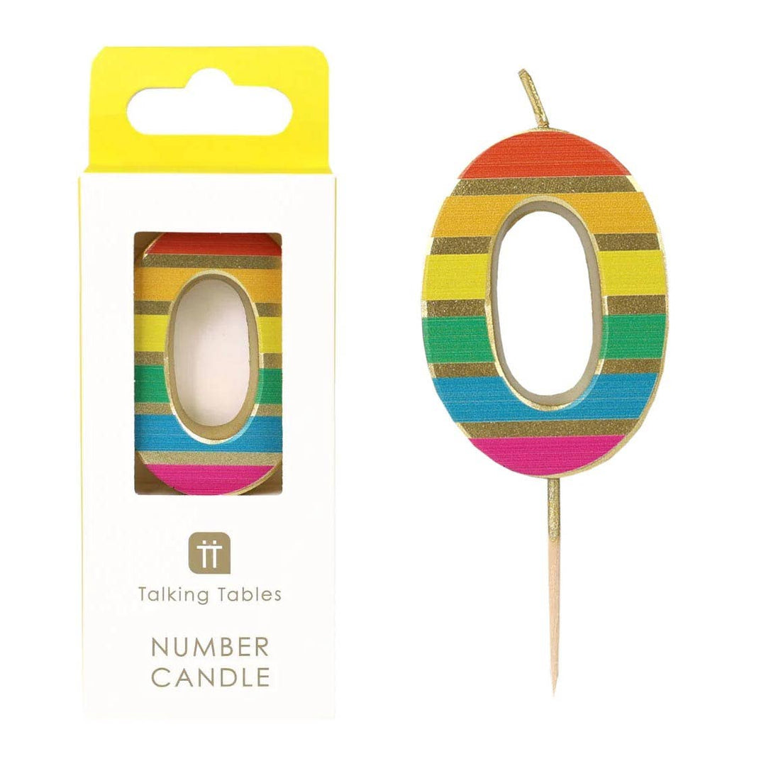 Rainbow Birthday Number Candles | 0-9 | Single |