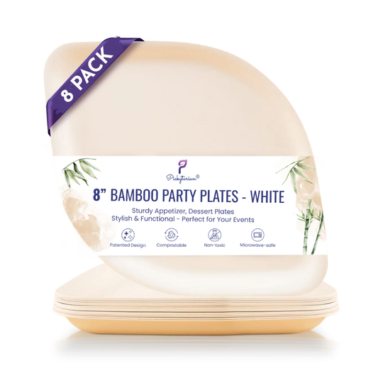 Compostable Appetizer Plates 8" | 3 Colors | 8-Pack