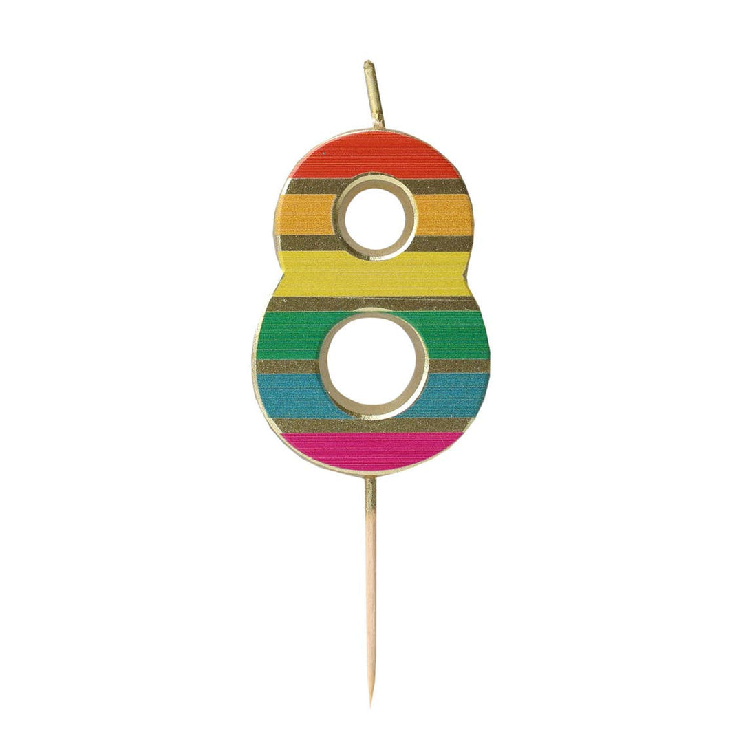 Rainbow Birthday Number Candles | 0-9 | Single |