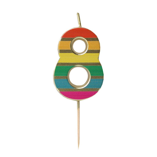 Rainbow Birthday Number Candles | 0-9 | Single |