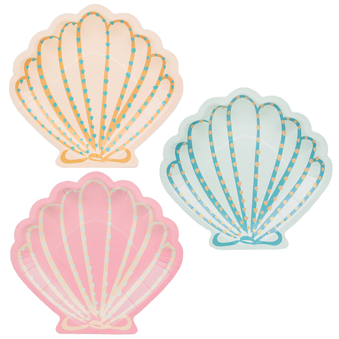 Shell Mermaid Party Plates - 12 Pack