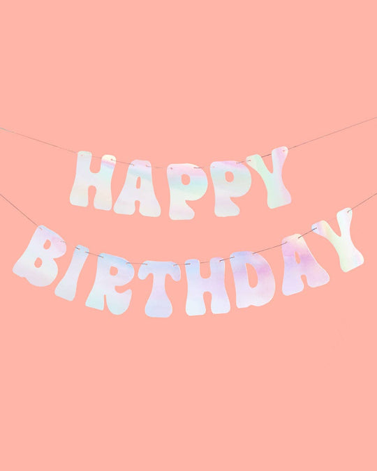 Happy Birthday Iridescent Foil Banner, Party Supplies, Decor