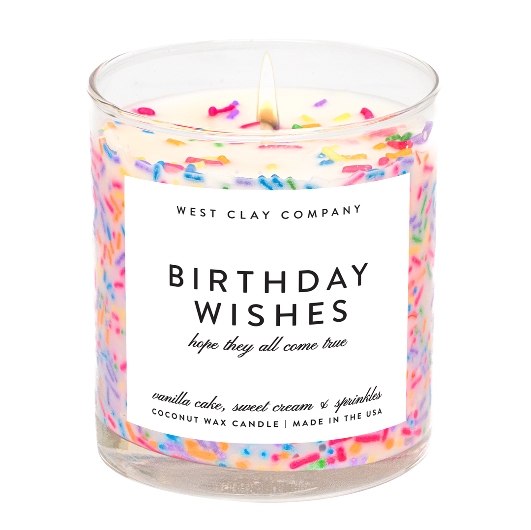 Birthday Wishes Sprinkle Candle | Vanilla Bday Cake Scented