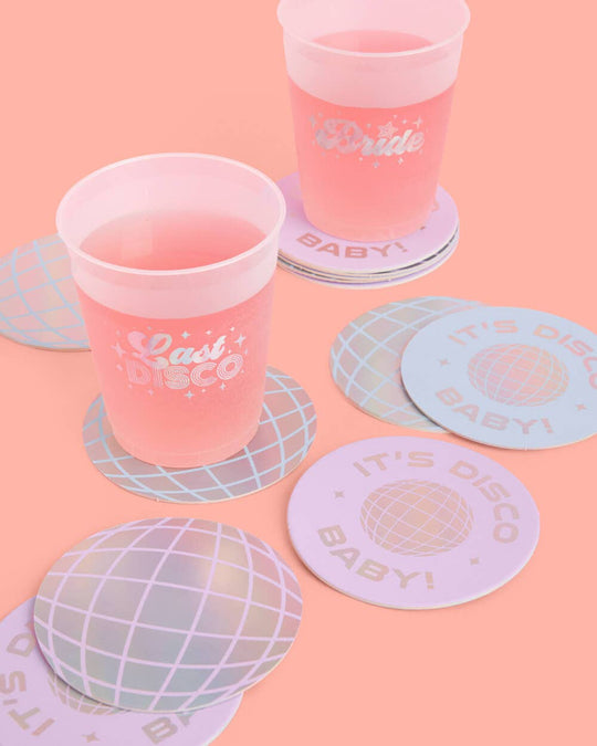 Disco Party Paper Cup Coasters,Birthday Party Decor,Supplies